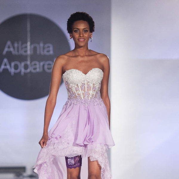 GirlyGoGarter by Andy Paige - purple garter on Black American runway model evening gown iPhone holder