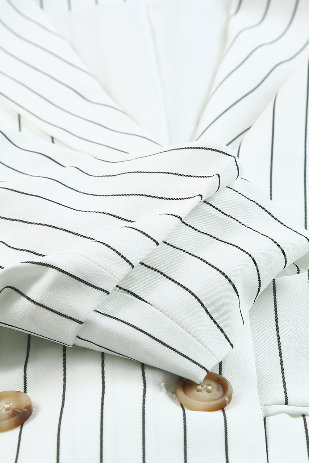 Striped Double-Breasted Long Sleeve Blazer