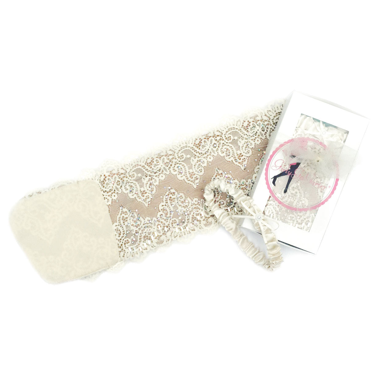 Ivory Wedding Garter Bridal Garter Gift Set with free satin garter for wedding garter toss GlitzyGoGarter by Andy Paige