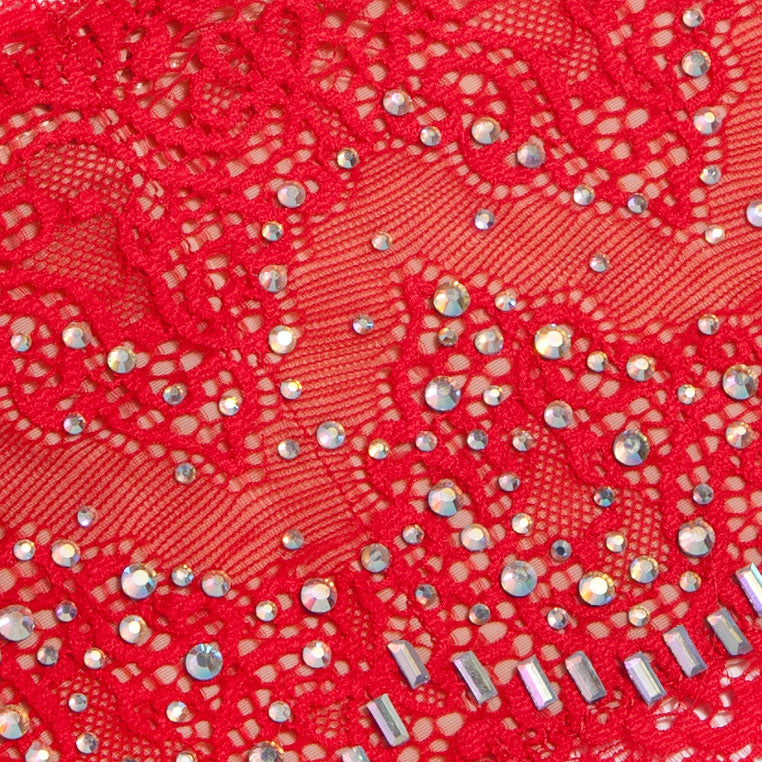 Red GlitzyGoGarter by Andy Paige - beaded luxury lingerie garter purse for wedding, prom, black tie, formal