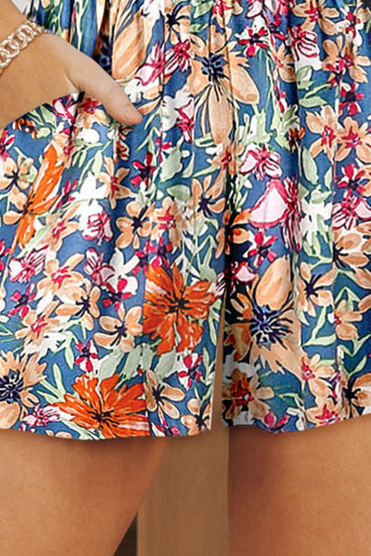 Floral High Waist Shorts with Pockets