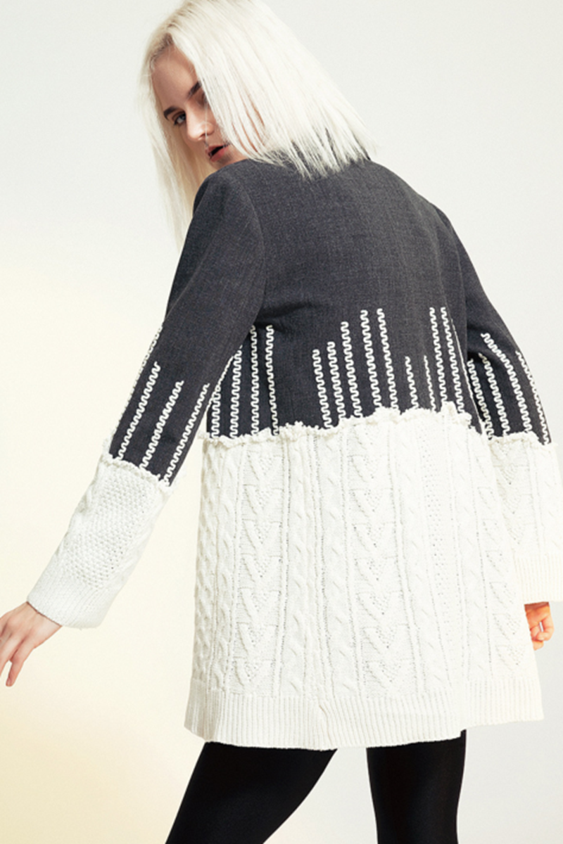 Double Take Lapel Collar Cable-Knit Blazer – GirlyGoGarter