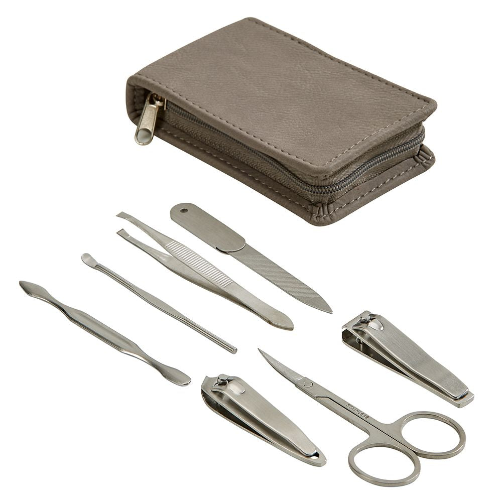 Travel Manicure Set by Creative Gifts International Leatherette, Grey