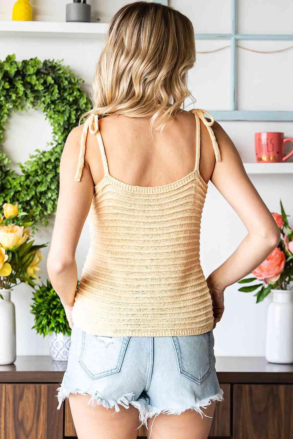 Tie shoulder tank online top